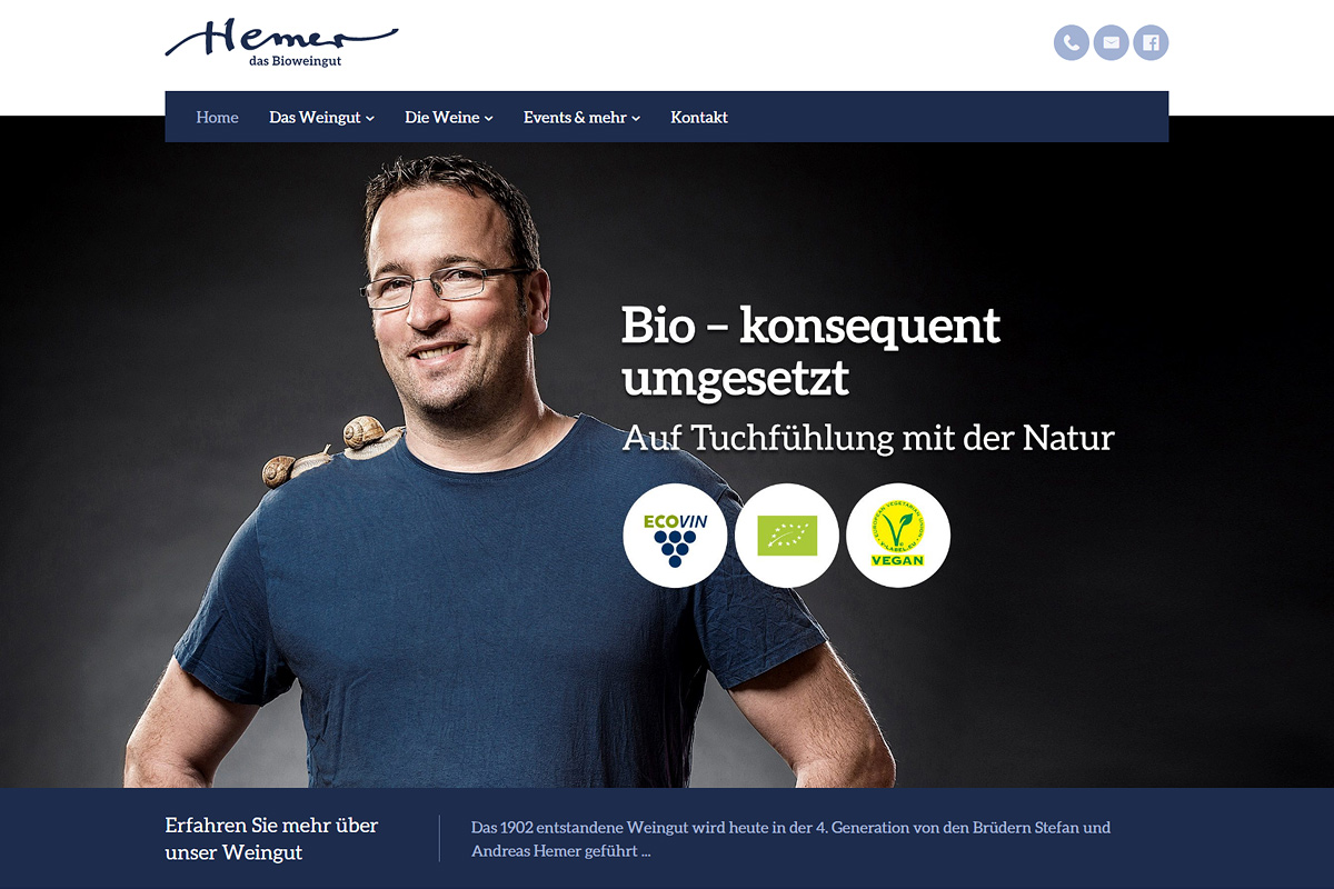 Stockhorn Webprojekt: Bioweingut Hemer